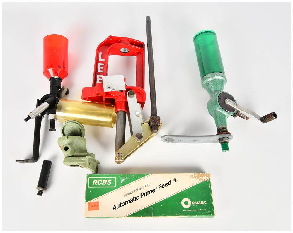 Lot 1144: A Collection of 7 Lee, RCBS, and Redding Ammunition Reloading Tools and Components