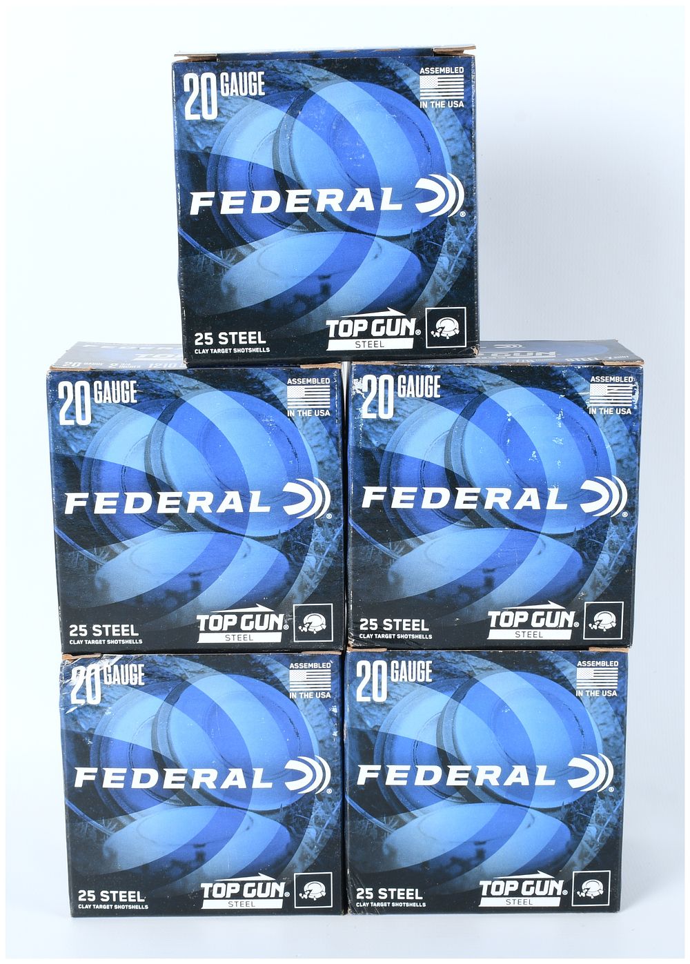 Lot 1147: A Lot of 125 Rounds Federal Top Gun Steel 20 Gauge #7 Shot Shotshell Ammunition
