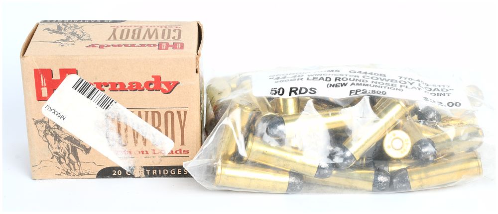 Lot 1165: A Lot of 70 Rounds of Hornady and Georgia Arms .44-40 Winchester Cowboy Ammunition
