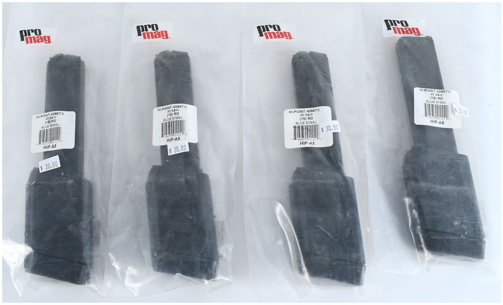 Lot 1175: A Group of 4 ProMag HIP-A5 15-Round Detachable Box Magazines for Hi-Point 4095TS Carbine in .45 S&W