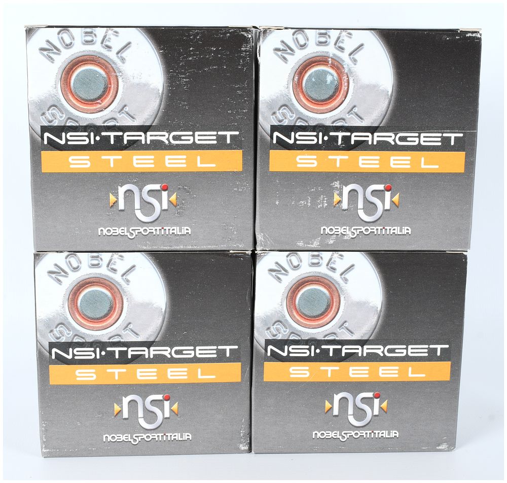 Lot 1177: Nobel Sport Italia NSI Target Steel 20 Gauge #7 Shot Ammunition (100 Rounds)