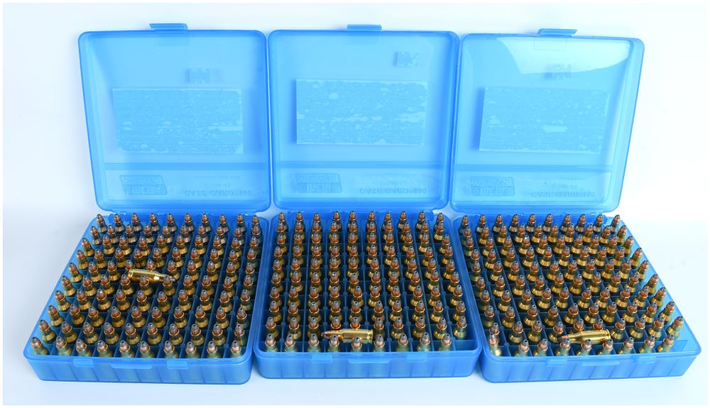 Lot 1183: A Lot of 300 Rounds of Reloaded .22 TCM Centerfire Match Rifle Ammunition