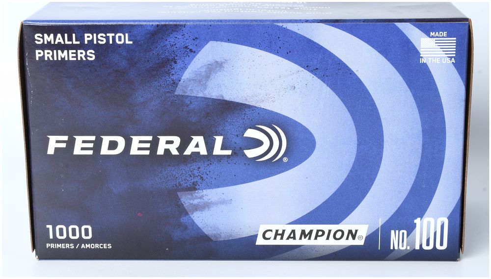 Lot 1186: Lot of 1000 Federal Champion Small Pistol Primers No. 100