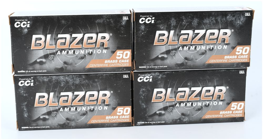 Lot 1207: CCI Blazer Brass 9mm LUGER 124 gr FMJ Ammunition Lot of 200 Rounds