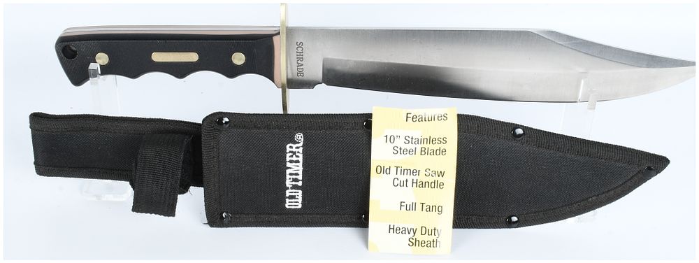 Lot 1214: Schrade Old Timer Bowie Fixed Blade Knife, Model 1112444 (10 inch Blade)