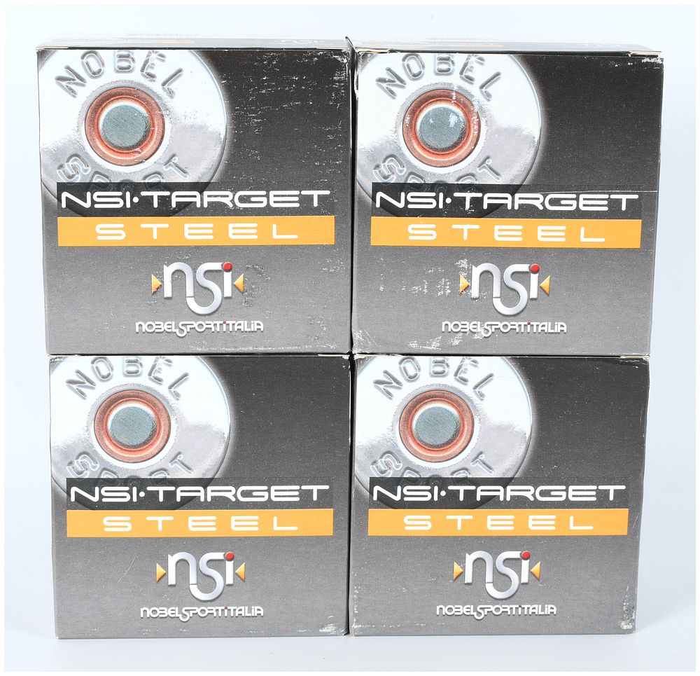 Lot 1237: A Lot of 100 Rounds of Nobel Sport Italia NSI Target Steel 20 Gauge Shotshell Ammunition