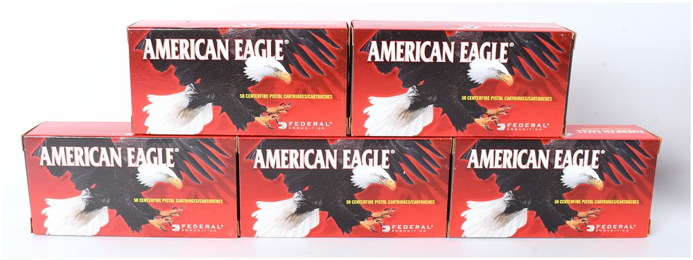 Lot 1255: Federal American Eagle 9mm Luger 115 Grain FMJ Ammunition Lot of 250 Rounds