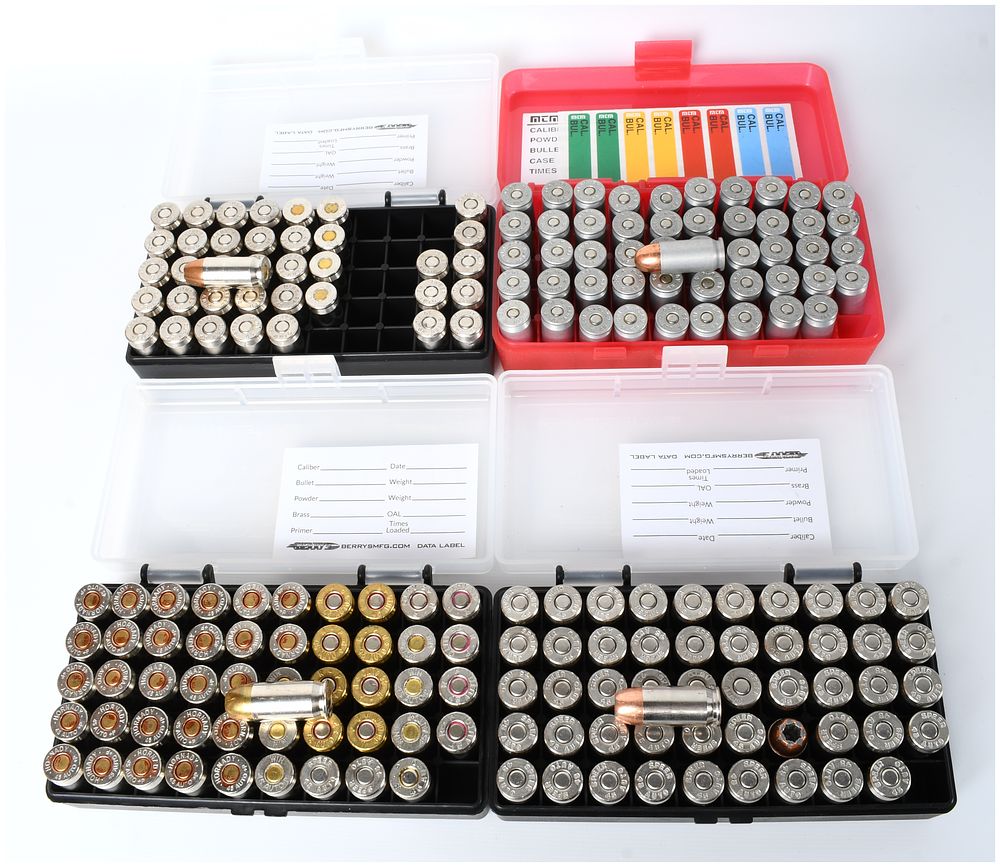 Lot 1261: A Lot of 188 Rounds of Mixed .45 ACP/.45 Auto Pistol Ammunition in Reloading Storage Trays