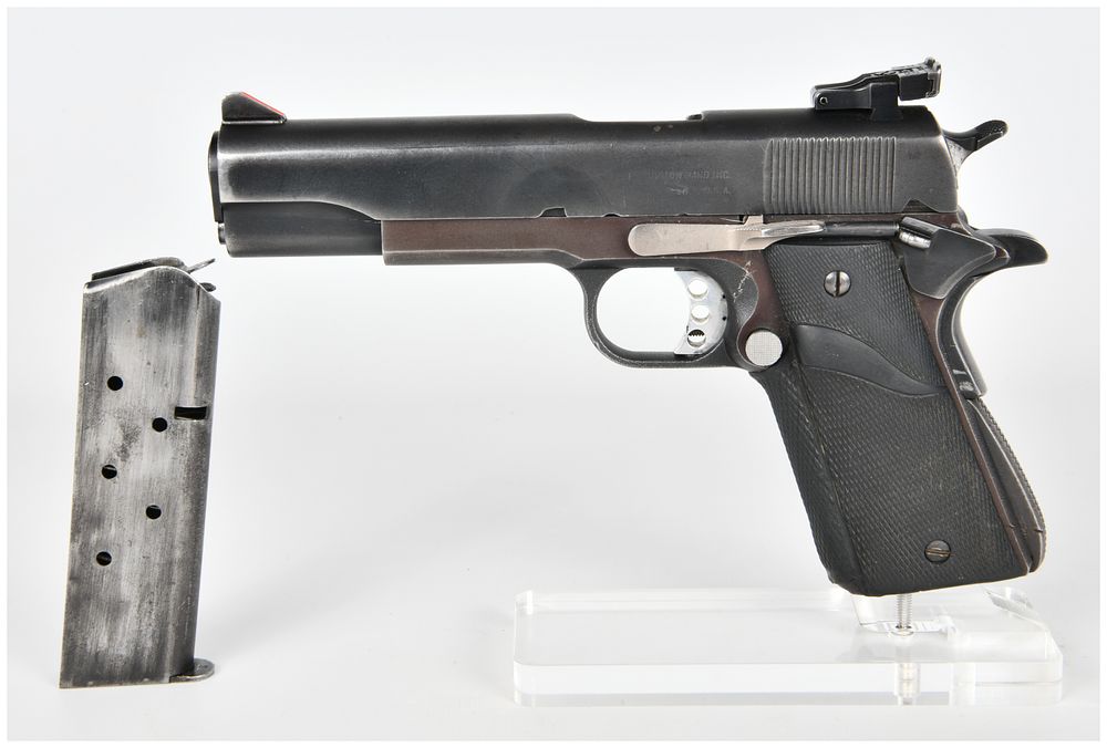 Lot 1263: Custom M1911-Style Semi-Automatic Pistol with Remington Rand Slide and Essex Arms Frame, Serial Number 55469