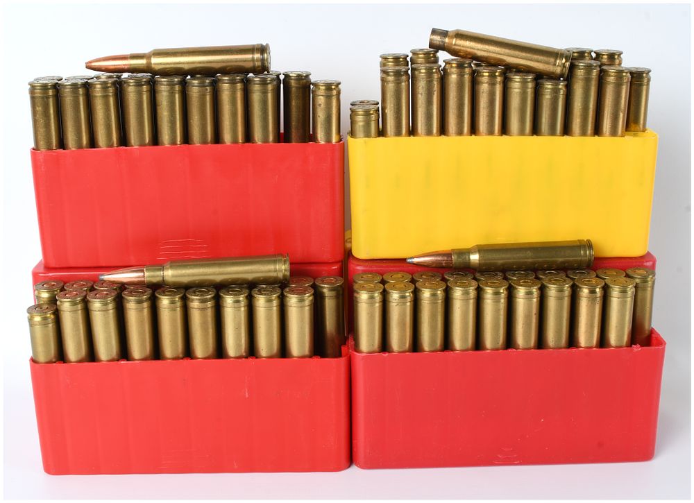 Lot 1279: A Lot of 60 Winchester W-W SUPER .338 Winchester Magnum Ammunition Components