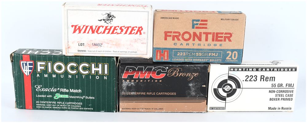 Lot 1291: A Lot of 100 Rounds of Mixed .223 Remington and 5.56mm Centerfire Rifle Ammunition