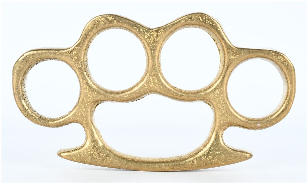 Lot 1304: Vintage or Antique Brass Knuckle Duster Four-Finger Design