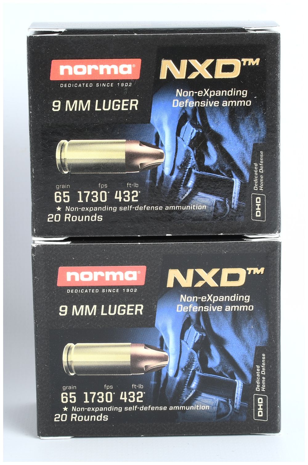 Lot 1312: Norma NXD Non-Expanding Defensive Ammunition, 9mm Luger, Lot of 40 Rounds