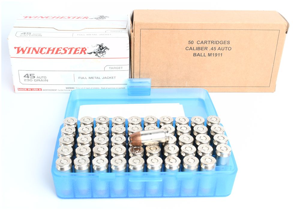Lot 1315: A Lot of 200 Rounds of Mixed .45 AUTO Ammunition by Winchester and Speer