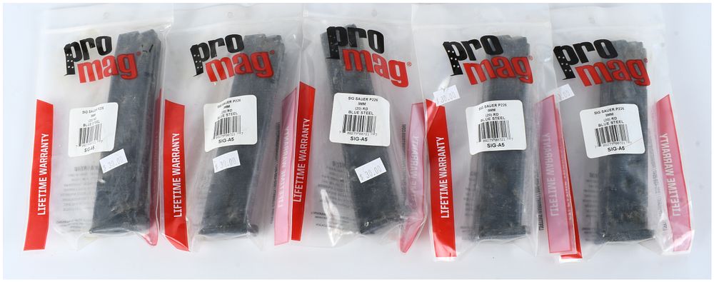 Lot 1325: A Lot of Five ProMag SIG Sauer P226 9mm 20-Round Magazines