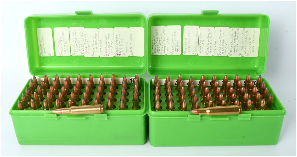 Lot 1333: A Lot of 100 Rounds of .222 Remington Precision Handloaded Ammunition
