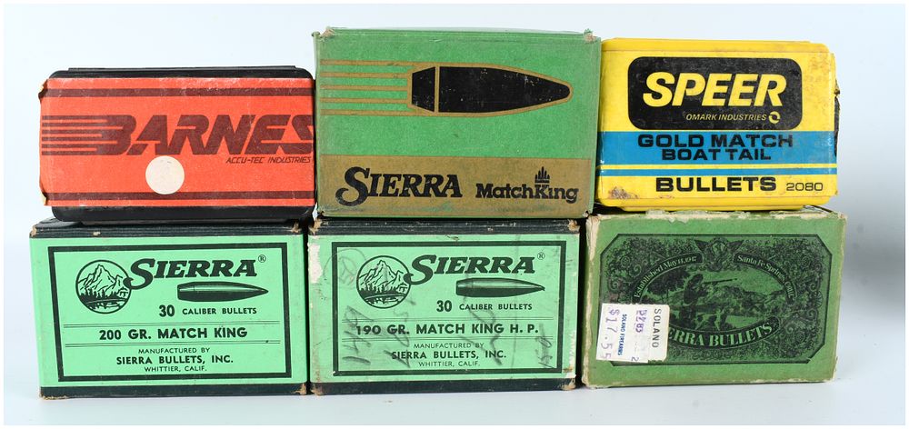 Lot 1339: A Lot of 350 .30 Caliber (.308 Diameter) Sierra MatchKing and Speer Gold Match Reloading Projectiles