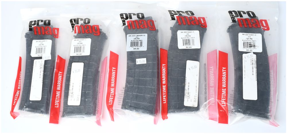 Lot 1415: A Lot of 5 ProMag AK-A5 30-Round Magazines for AK-223 WASR-3 Rifles in .223 Caliber
