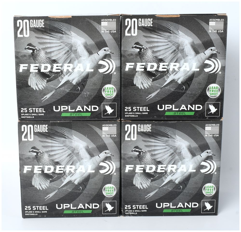 Lot 1417: Lot of 100 Rounds Federal Upland Steel Shotshell Ammunition 20 Gauge 2 3/4 Inch 7 1/2 Shot