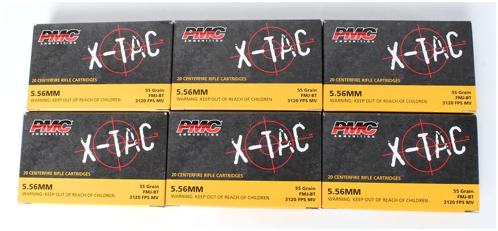 Lot 1441: Lot of 120 Rounds PMC X-TAC 5.56MM 55 Grain FMJ-BT Centerfire Rifle Ammunition
