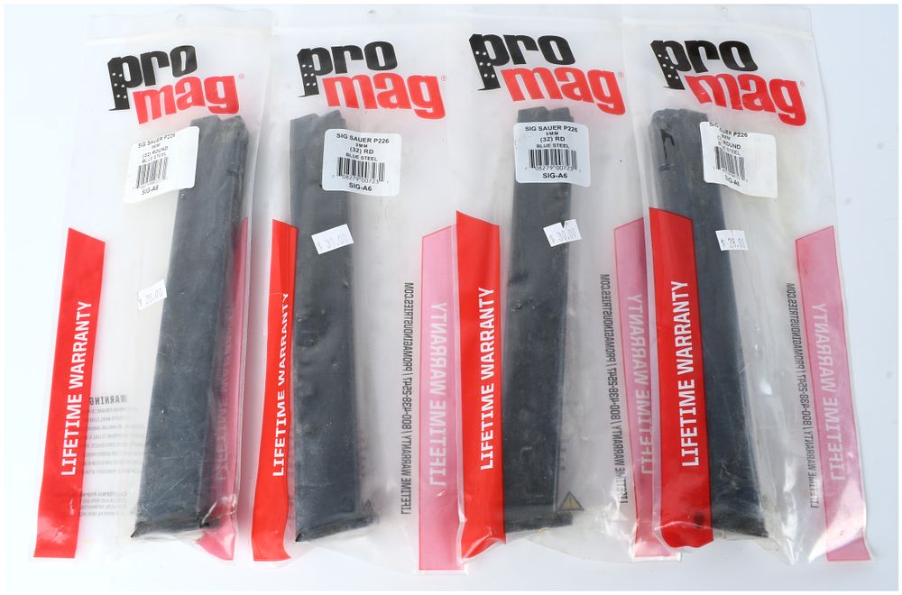Lot 1475: A Group of Four ProMag 32-Round Extended Magazines for SIG SAUER P226 9mm