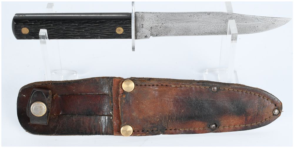 Lot 1484: West-Cut Model 645 Fixed Blade Hunting Knife with Sheath