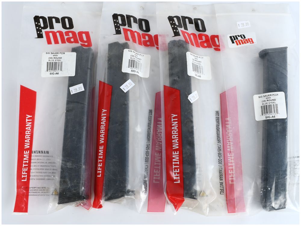Lot 1505: A Collection of Four Pro Mag SIG-A6 32-Round 9mm Magazines for SIG SAUER P226