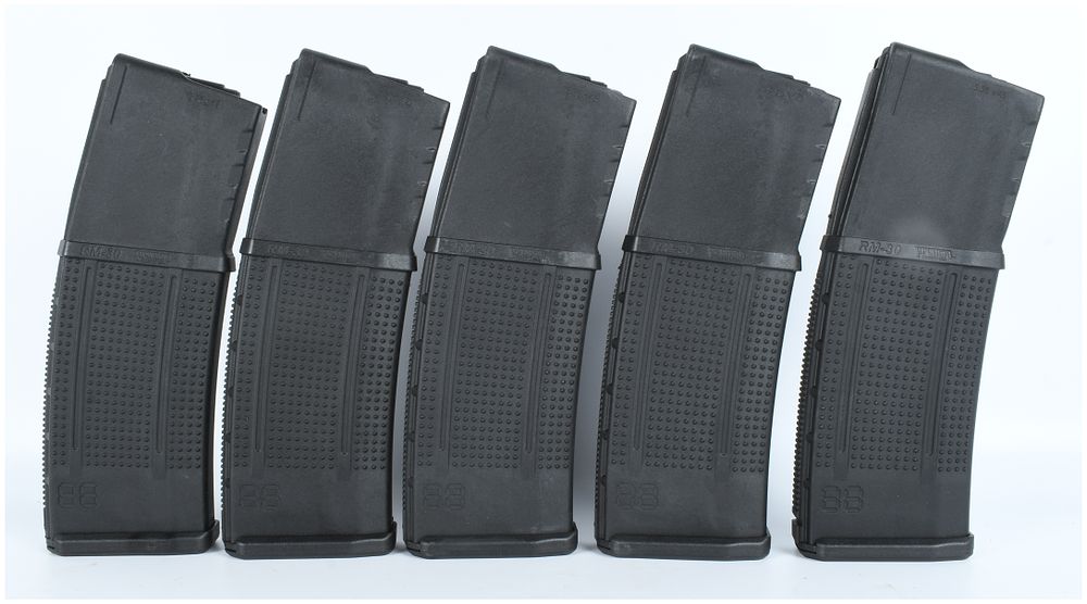 Lot 1508: A Group of 5 ProMag RM-30 AR-15 Detachable Box Magazines 5.56mm (30) RD