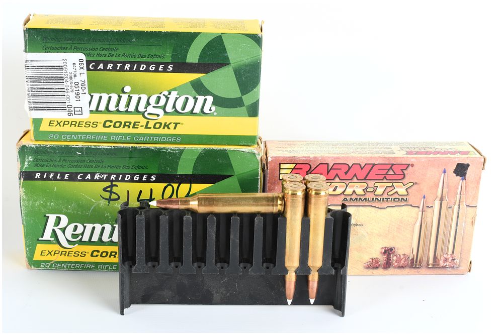 Lot 1513: A Lot of 58 Rounds of Mixed Centerfire Rifle Ammunition, Primarily .30-06 Springfield, Including 7mm Rem Mag and .243 Win