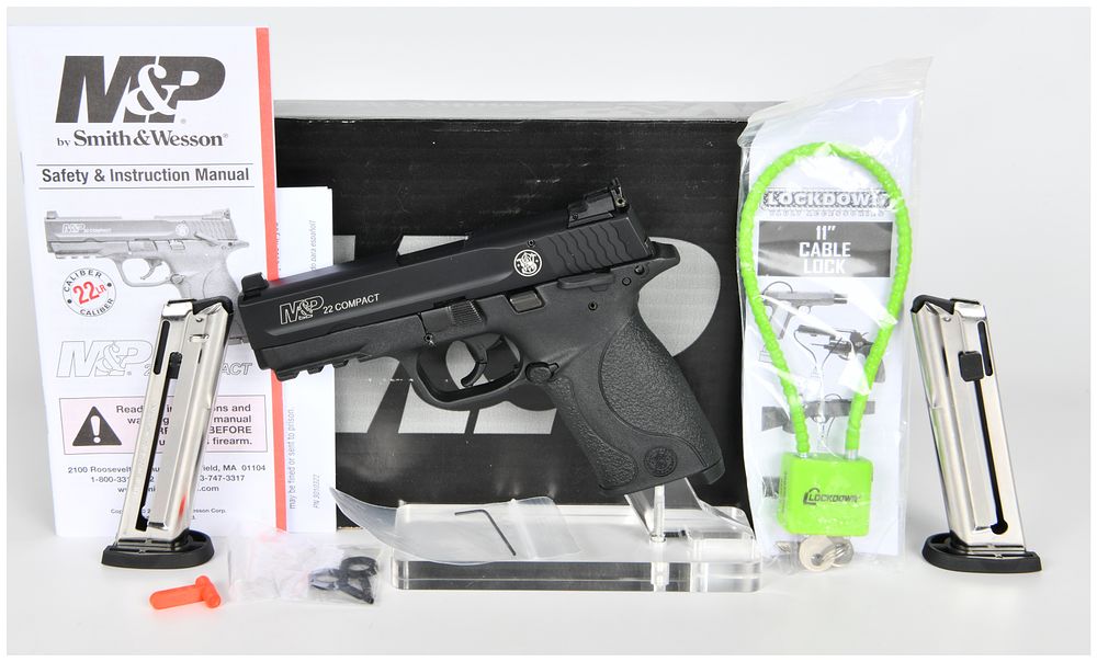 Lot 1533: Smith & Wesson M&P 22 Compact Semi-Automatic Pistol .22 LR (3.6 inch BBL) Serial HJJ0393