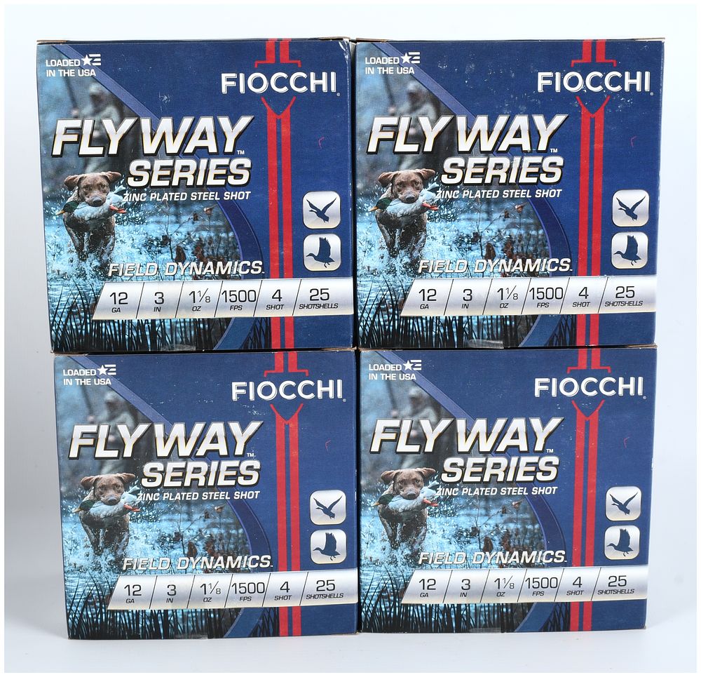 Lot 1537: Fiocchi Flyway Series 12 Gauge 3 inch Steel Shot Ammunition Lot of 100 Rounds