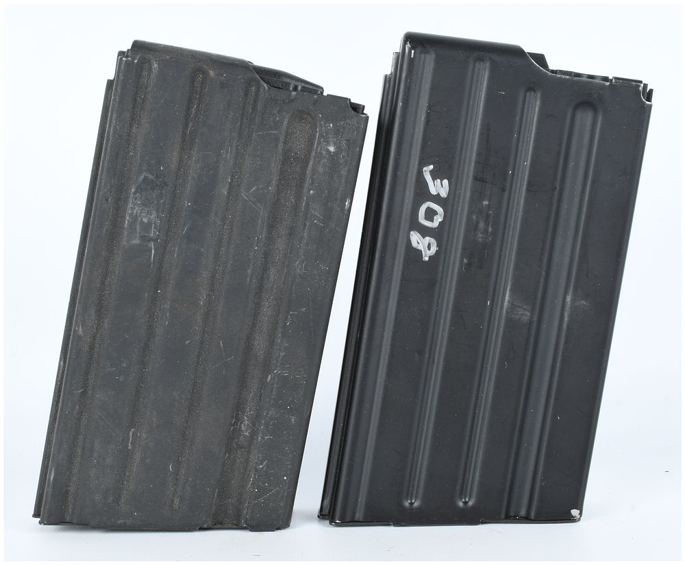 Lot 1538: A Pair of ASC and Unmarked AR-10 Style Steel Box Magazines .308 Caliber