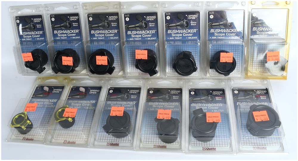 Lot 1540: A Collection of 14 Quake Bushwacker Spring Open Scope Covers NOS