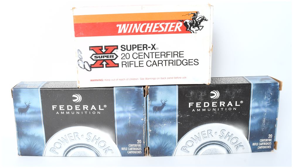 Lot 1543: Lot of 60 Rounds of 30-06 Springfield Centerfire Ammunition by Winchester and Federal