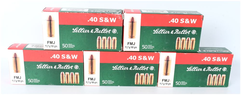 Lot 1555: A Lot of 250 Rounds of Sellier & Bellot .40 S&W 180 Grain FMJ Ammunition