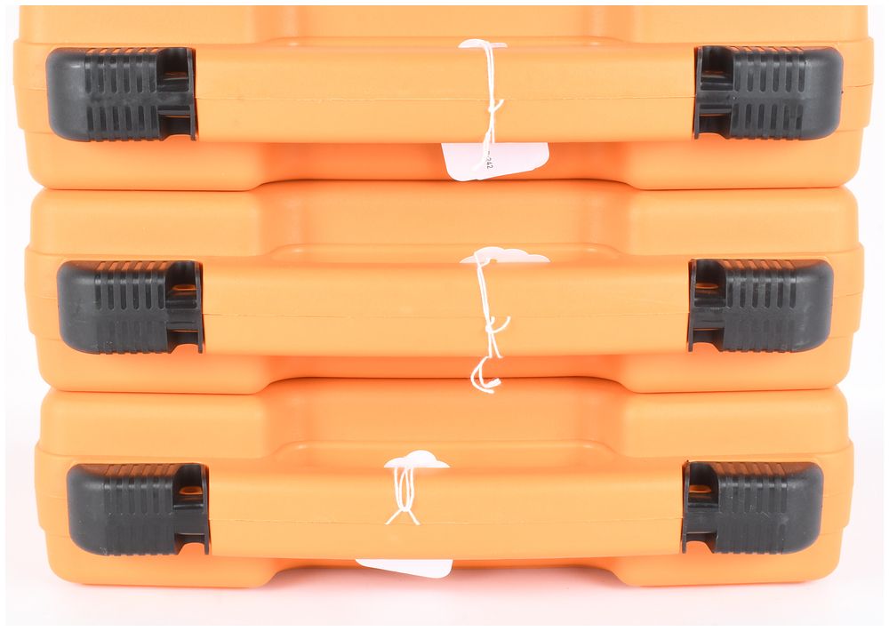 Lot 1556: A Trio of Orange Polymer Utility Equipment Carrying Cases