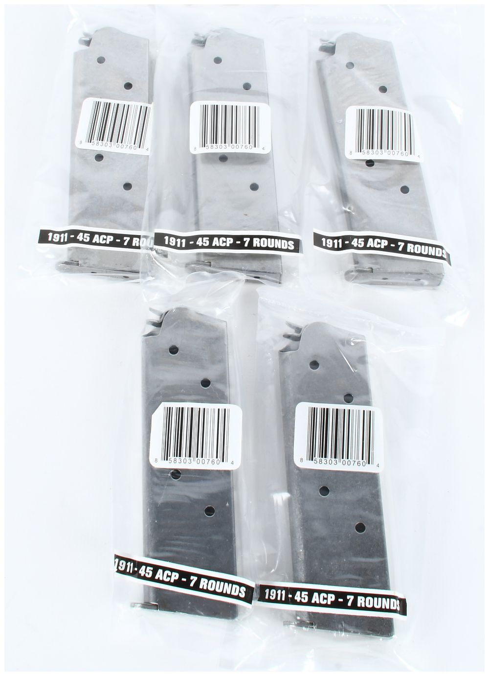 Lot 1580: A Collection of 5 1911 Pistol Detachable Box Magazines .45 ACP 7 Round Capacity