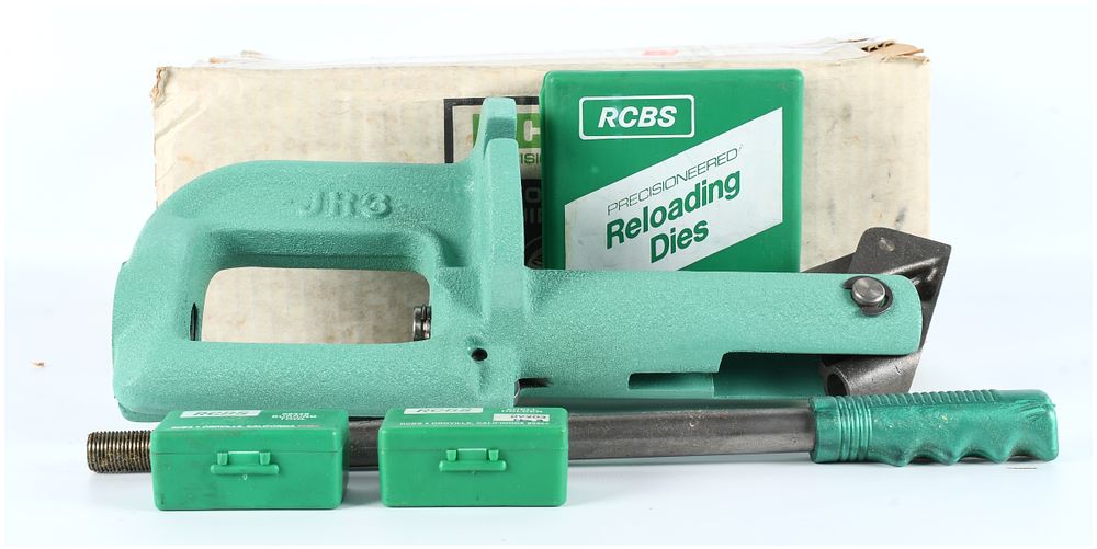 Lot 1582: RCBS JR3 Single-Stage Reloading Press with .30/06 Full Length Die Set