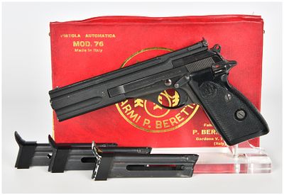 Beretta Model 76 Semi-Automatic Target Pistol with Case and 3 Magazines, circa 1971. This 