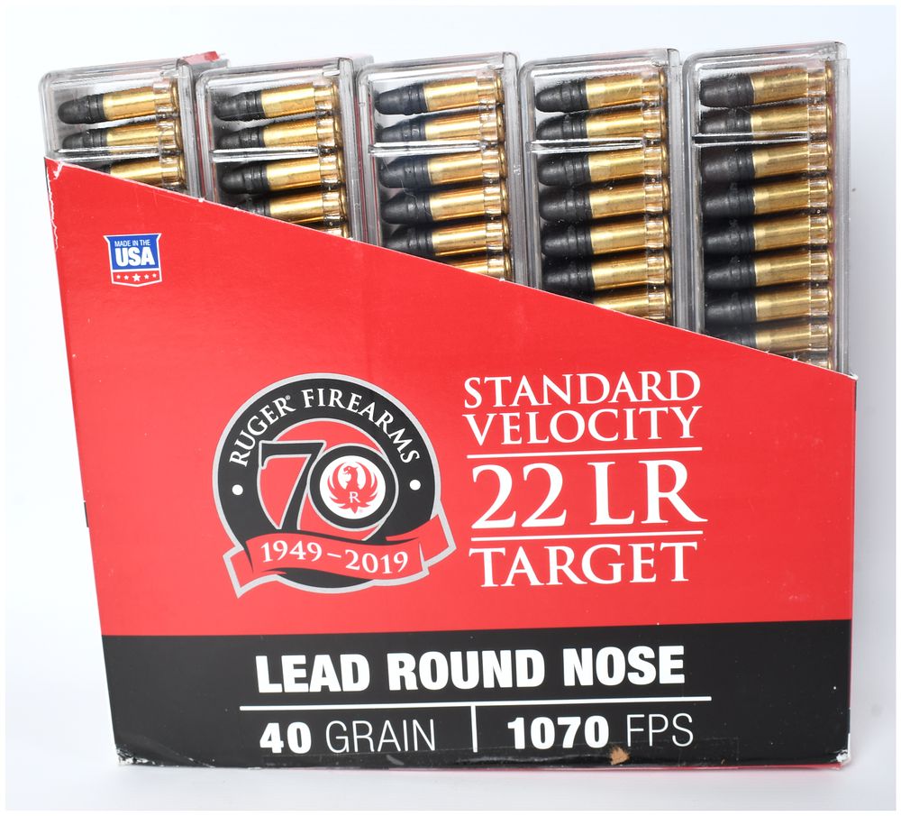 Lot 76: CCI Ruger 70th Anniversary 22 LR Standard Velocity Target Ammunition, 500 Rounds, 2019