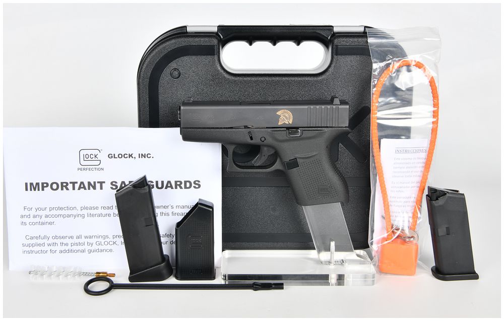 Lot 90: Glock Model 43 Subcompact 9mm Pistol with Custom Spartan Molon Labe Engravings, Circa 2015-Present