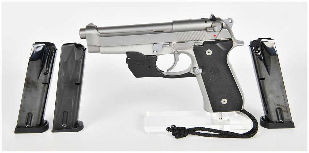 Lot 108: Beretta Model 96 Semi-Automatic Pistol .40 S&W Stainless Steel with 3 Magazines Circa 1990s