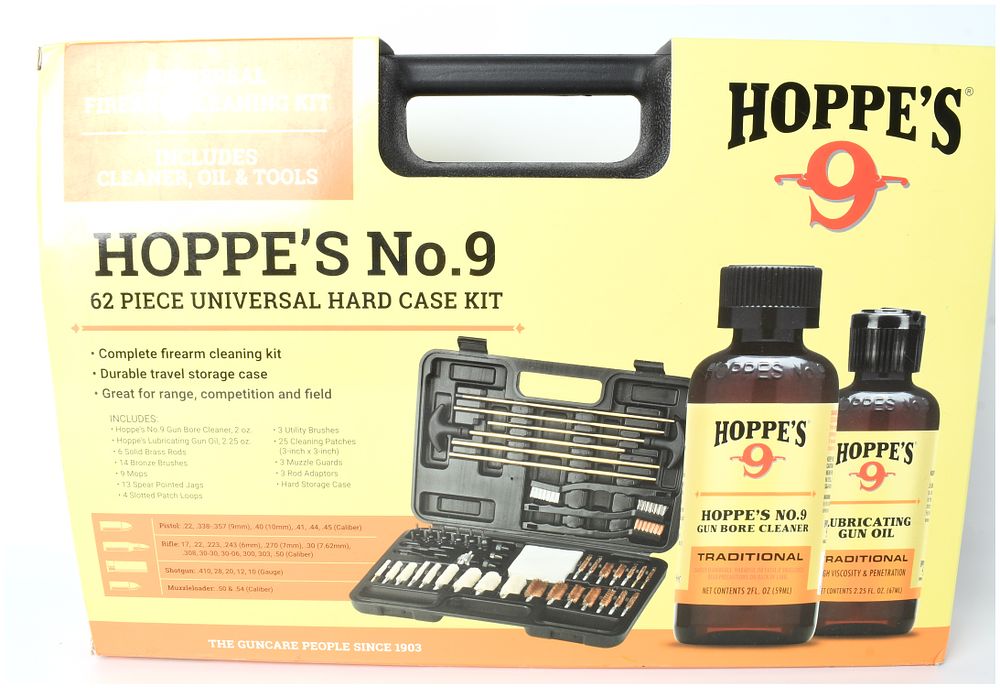 Lot 161: Hoppe's No. 9 Deluxe 62-Piece Universal Firearm Cleaning Kit, Model 62108, Modern