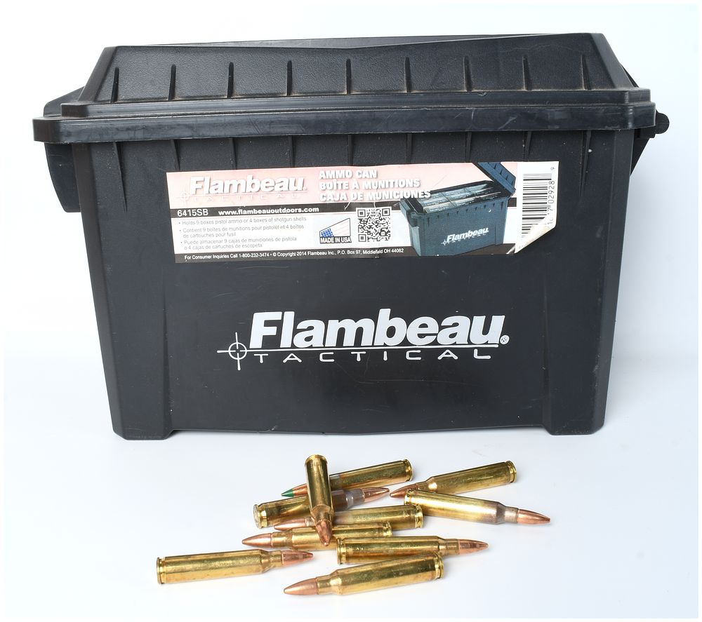 Lot 166: Flambeau Tactical Ammo Can Model 6415SB Filled with .223/5.56 Ammunition, Circa 2014