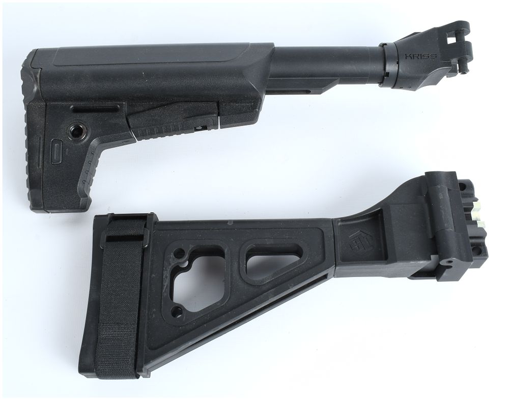Lot 176: KRISS and HB Industries SB Tactical Style Folding Firearm Accessory Lot (2 Items)