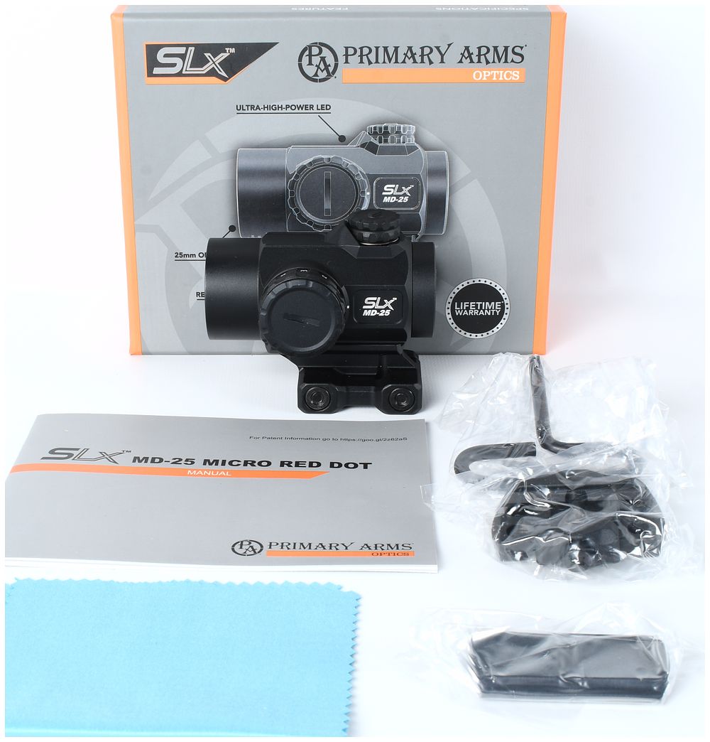 Lot 182: Primary Arms SLx MD-25 Micro Red Dot Sight, Rotary Knob, New in Box