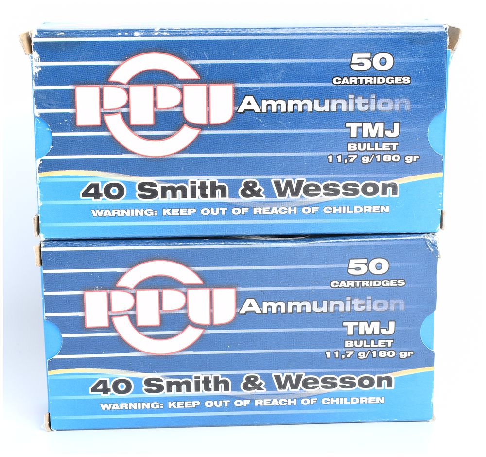 Lot 190: PPU Prvi Partizan .40 Smith & Wesson 180 Grain TMJ Ammunition, 100 Rounds