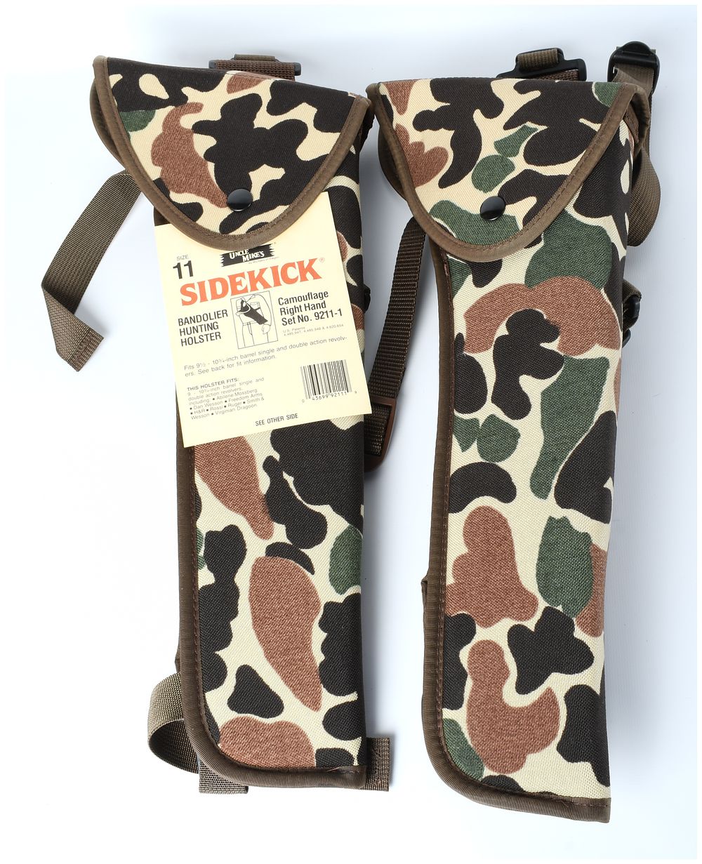 Lot 205: Uncle Mike's Sidekick Size 11 Camouflage Bandolier Hunting Holster Set, c. 1990s