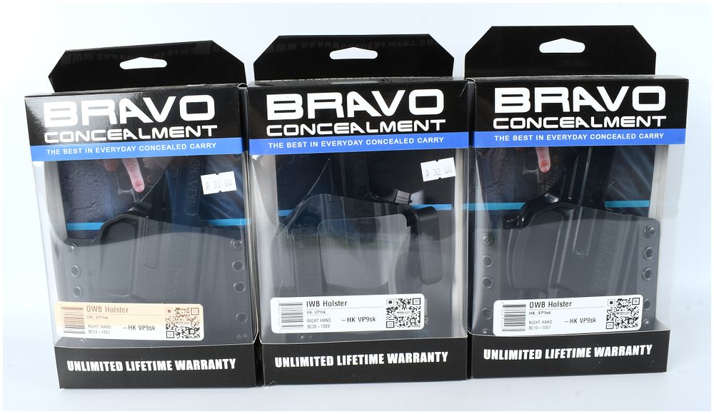 Lot 206: Bravo Concealment HK VP9sk Right-Hand Holster Collection, Three Pieces, c. 2020