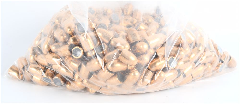 Lot 214: Bulk Lot of 500 .45 Caliber 230 Grain Plated Round Nose Projectiles, Modern Production
